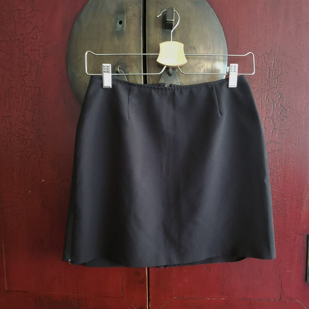 Black Mini Skirt with Side Zipper Slit